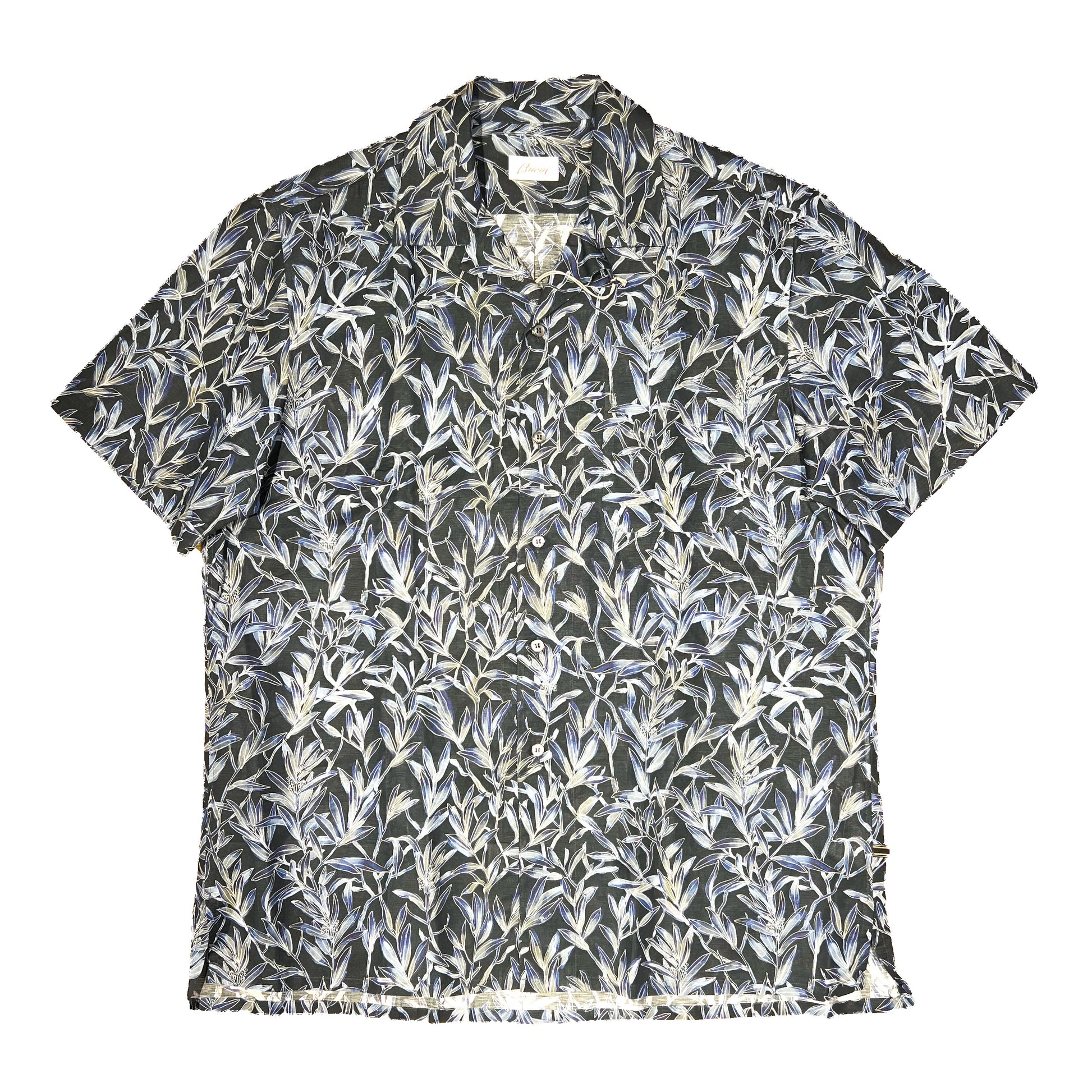 Camisa de lino estampada con hojas Brioni