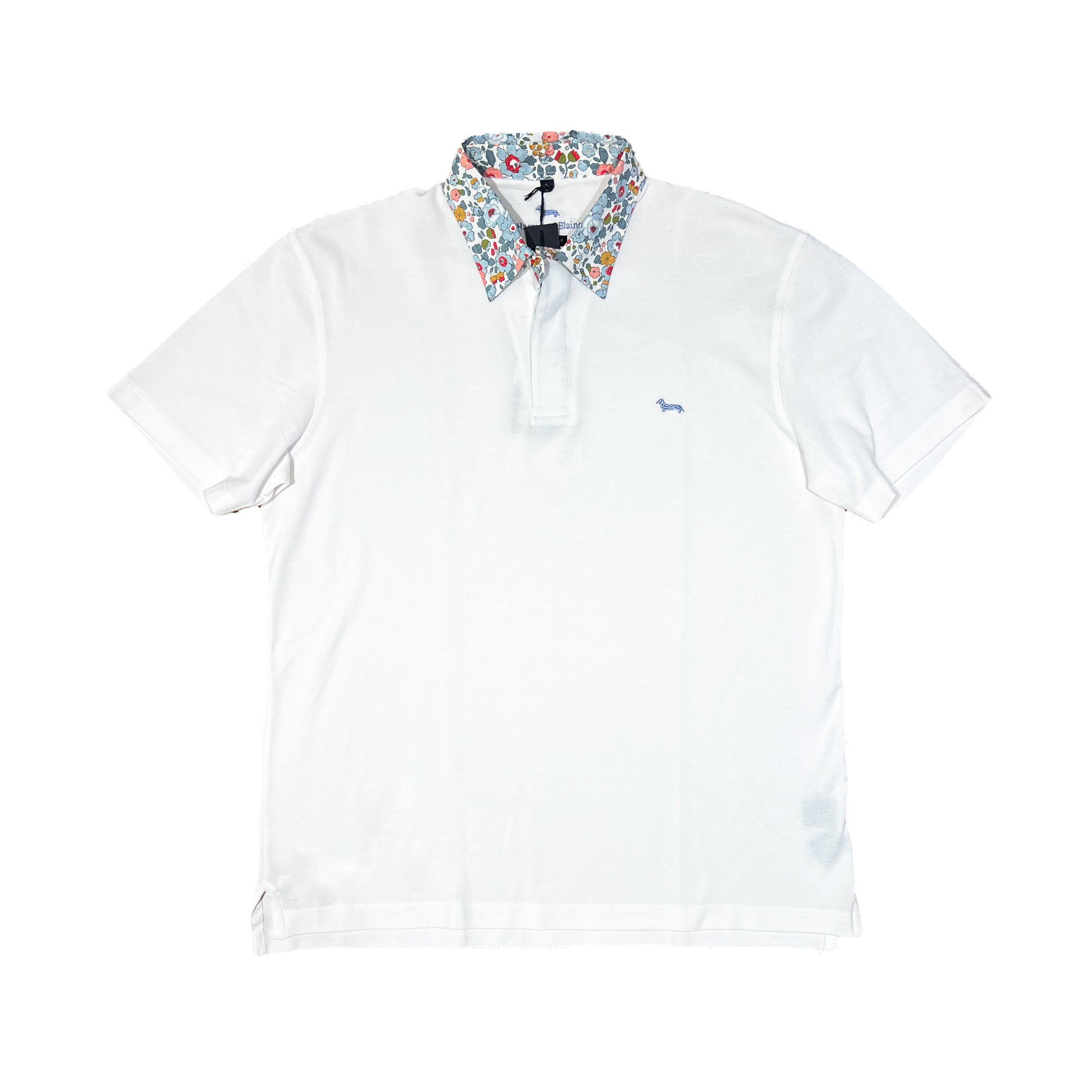 Polo blanco con cuello floral Harmont & Blaine