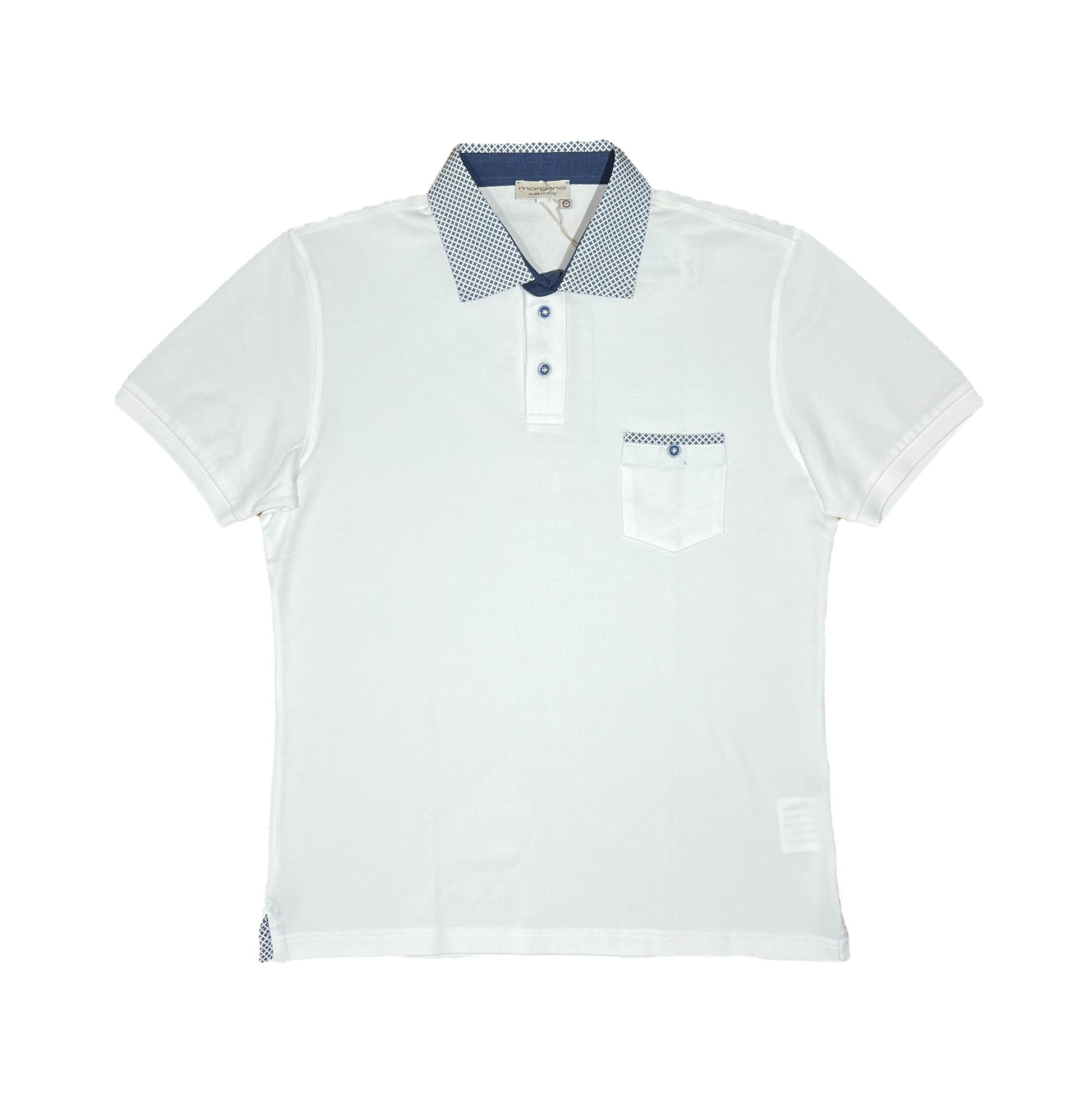 Polo blanco con detalles en azul marino Morgano