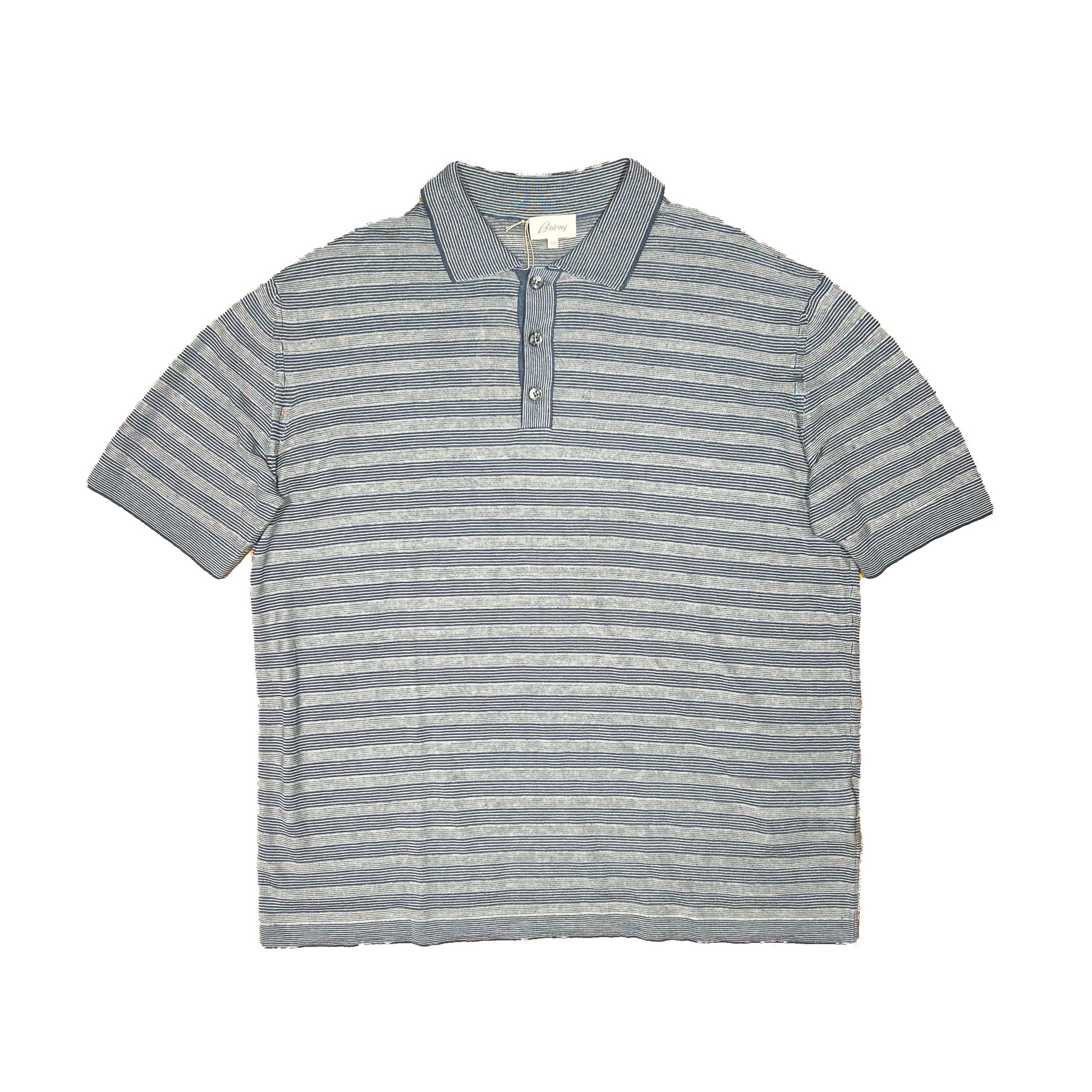 Polo de rayas grises y azul marino Brioni