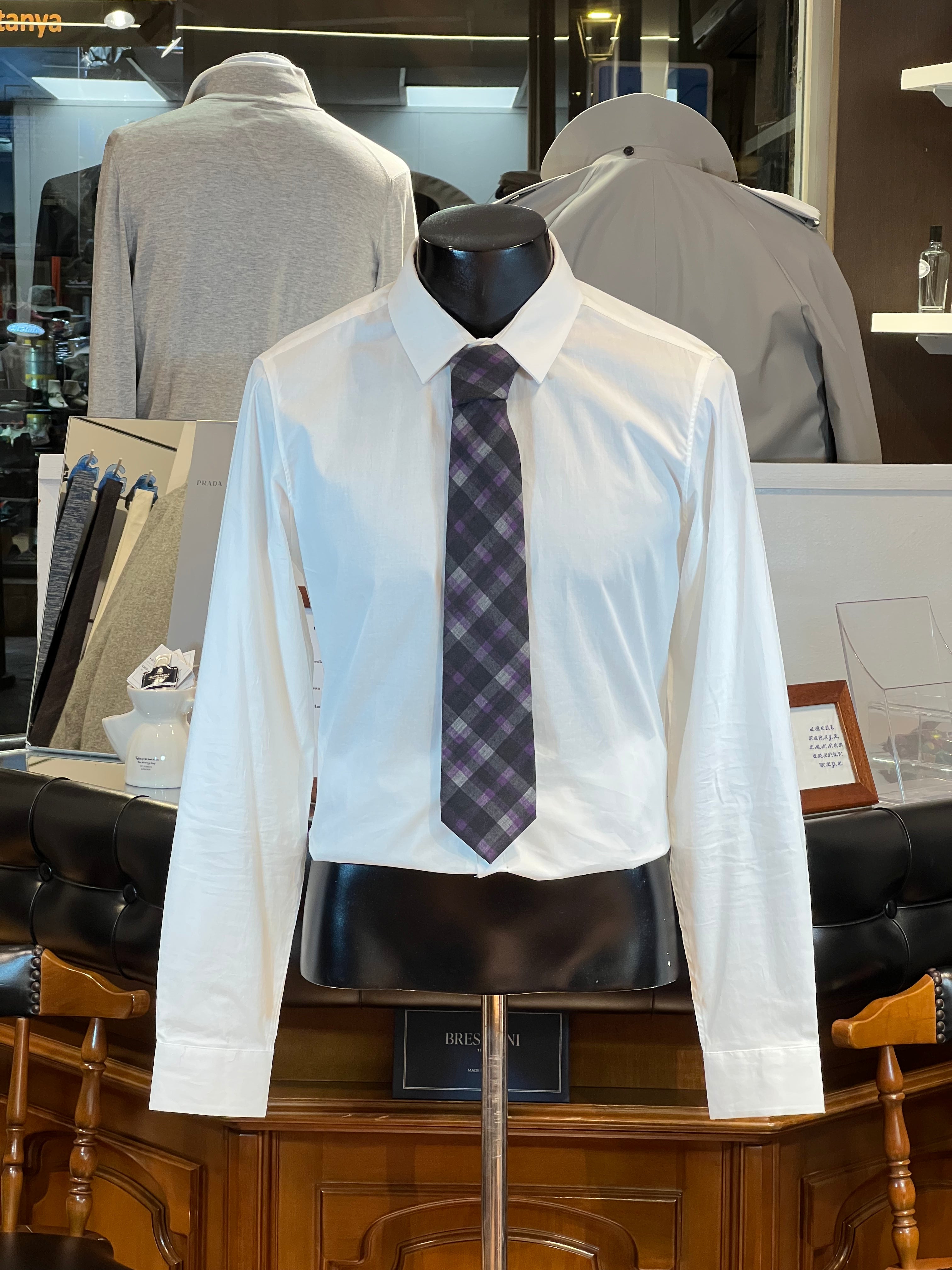 Corbata JB de Lana (Cuadros Escoceses Púrpura y Gris)
