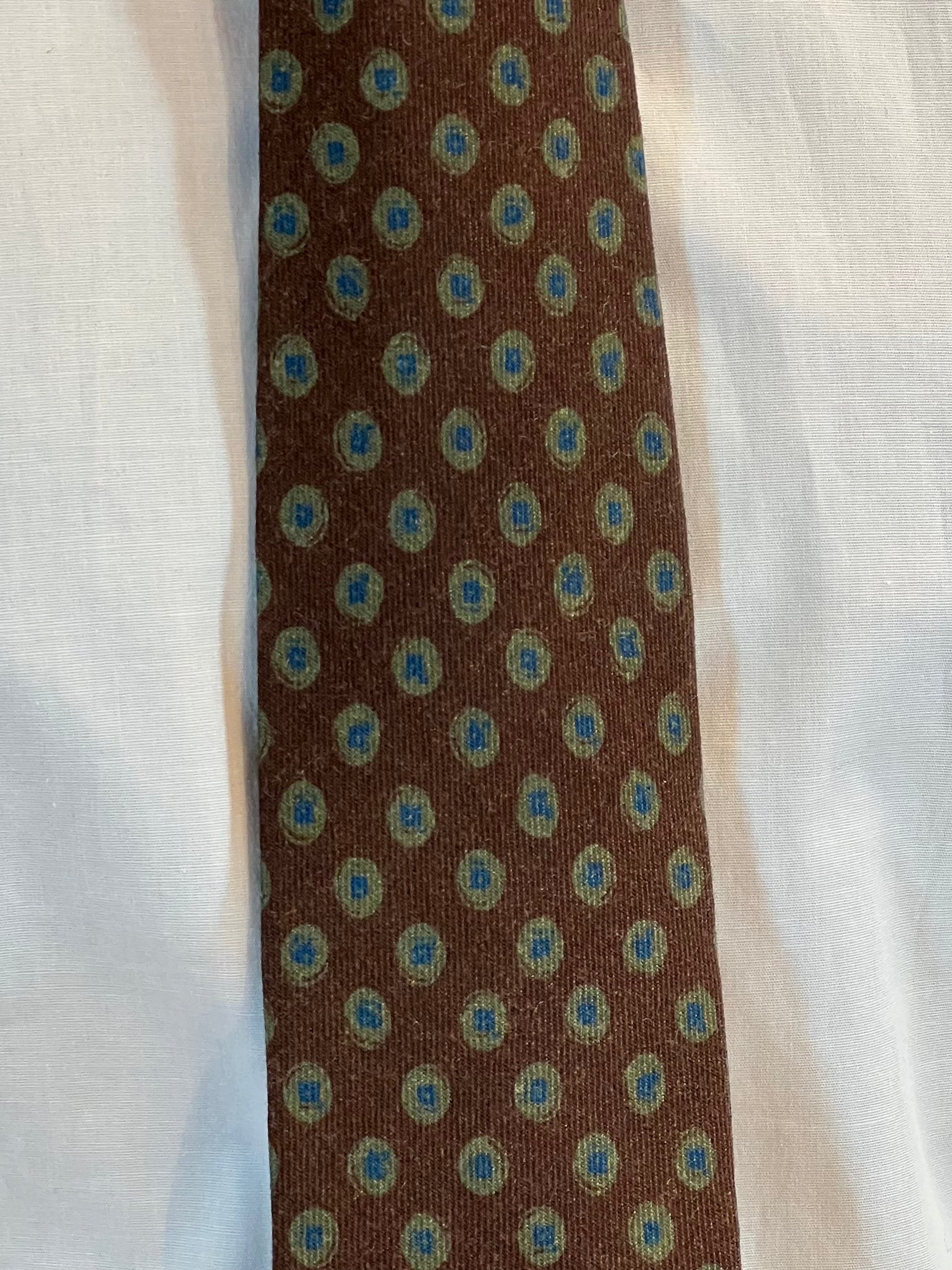 Corbata Corneliani de Lana Virgen (Lunares en Marrón)