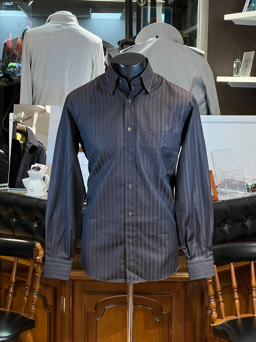 Camisa Brioni 100% Algodón (Rayas Marrones y Rosas)