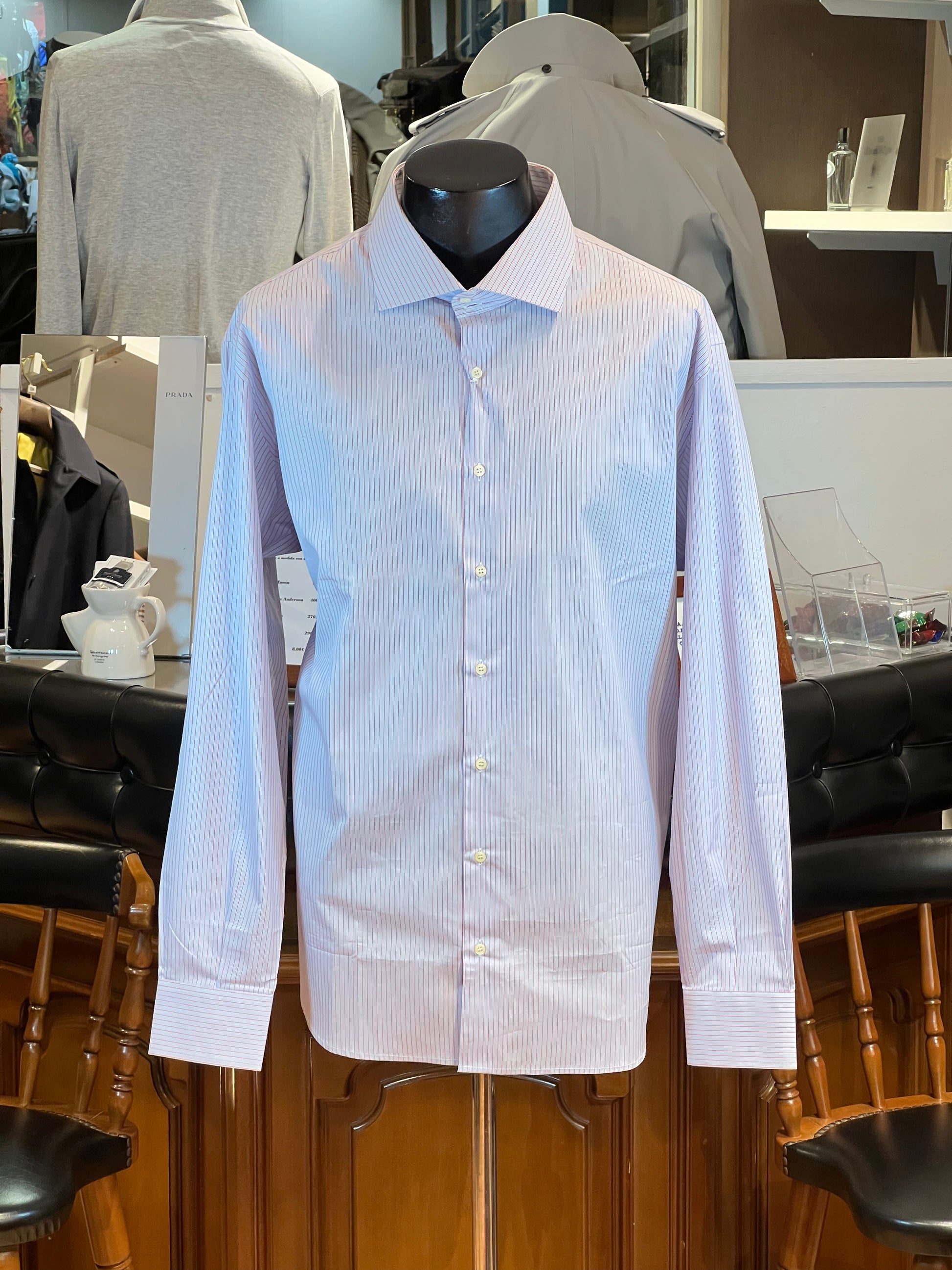 Camisa JB (Rayas Fino Rojo/Azul)