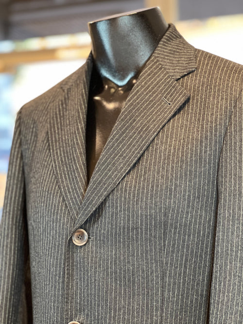 Abrigo largo de lana en raya diplomática – Vitale Barberis Canonico
