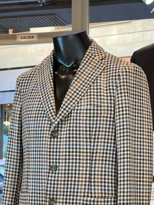 Wool and cashmere blazer with Prince of Wales check design