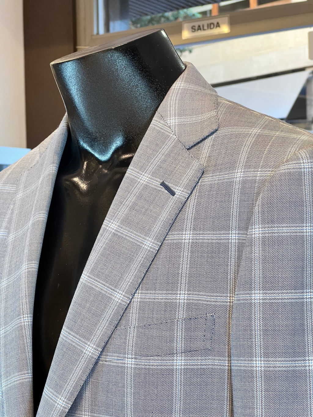 Americana de lana virgen Ermenegildo Zegna – Cuadro ventana gris claro
