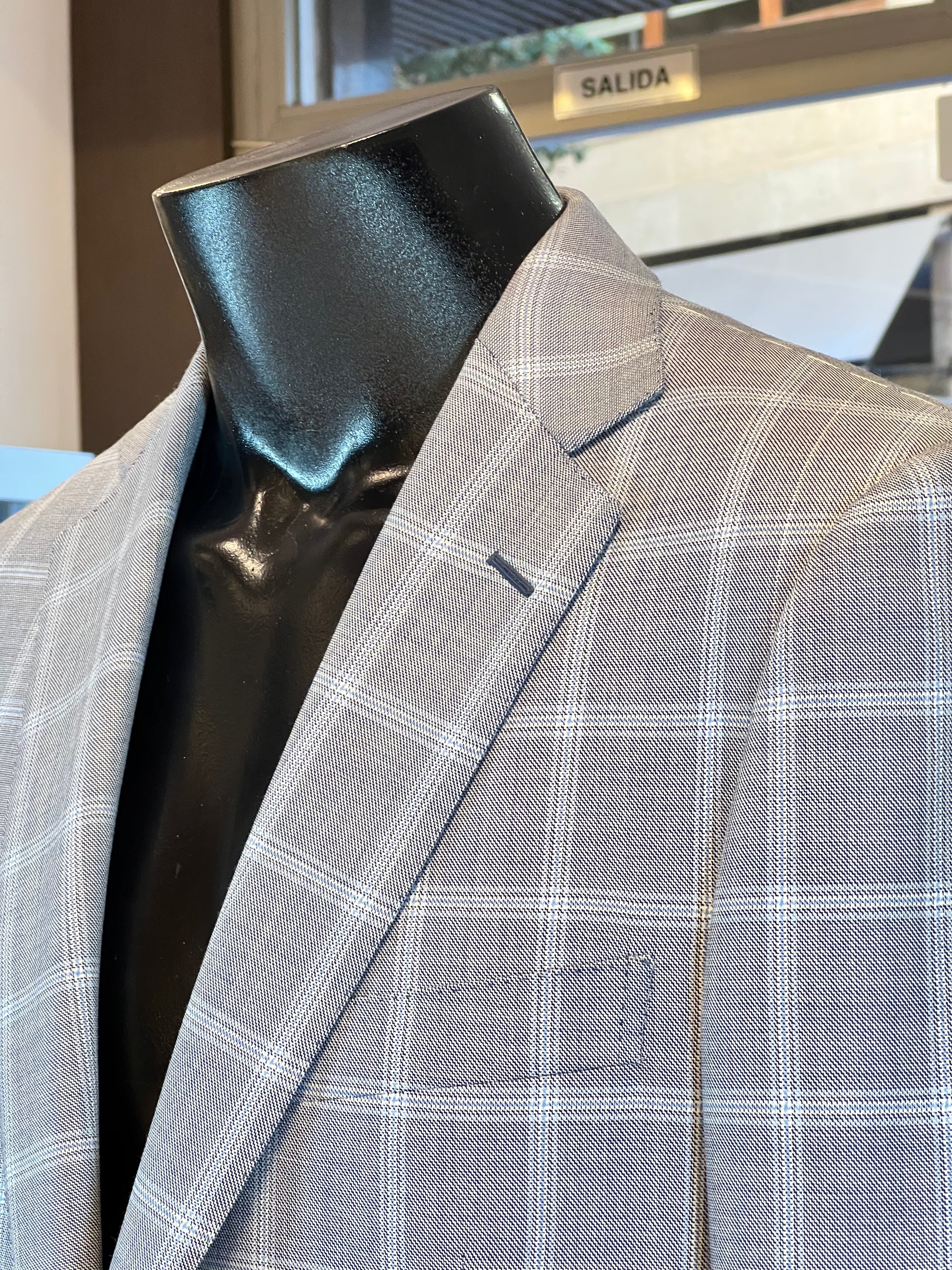 Americana de lana virgen Ermenegildo Zegna – Cuadro ventana gris claro