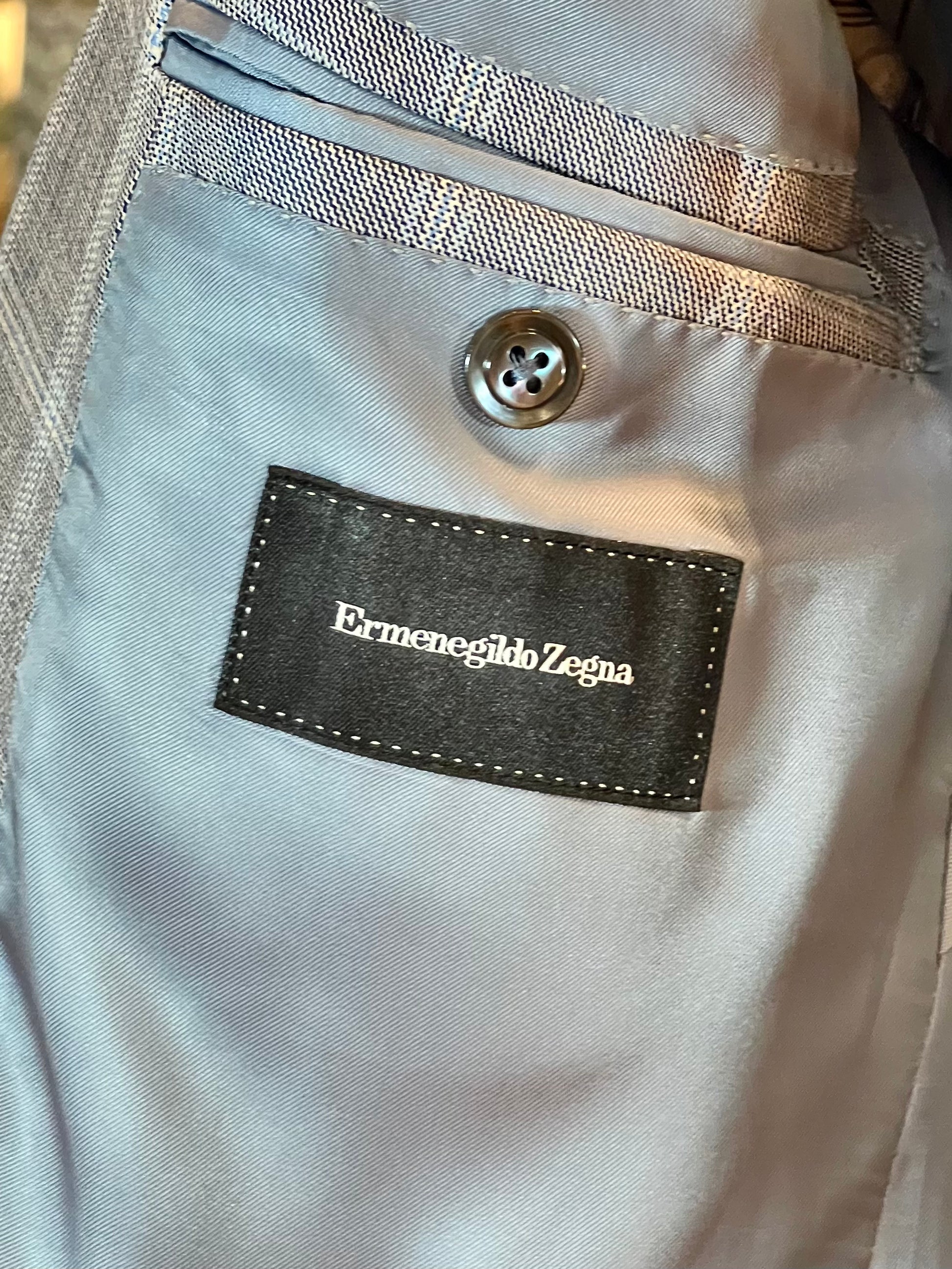 Americana de lana virgen Ermenegildo Zegna – Cuadro ventana gris claro