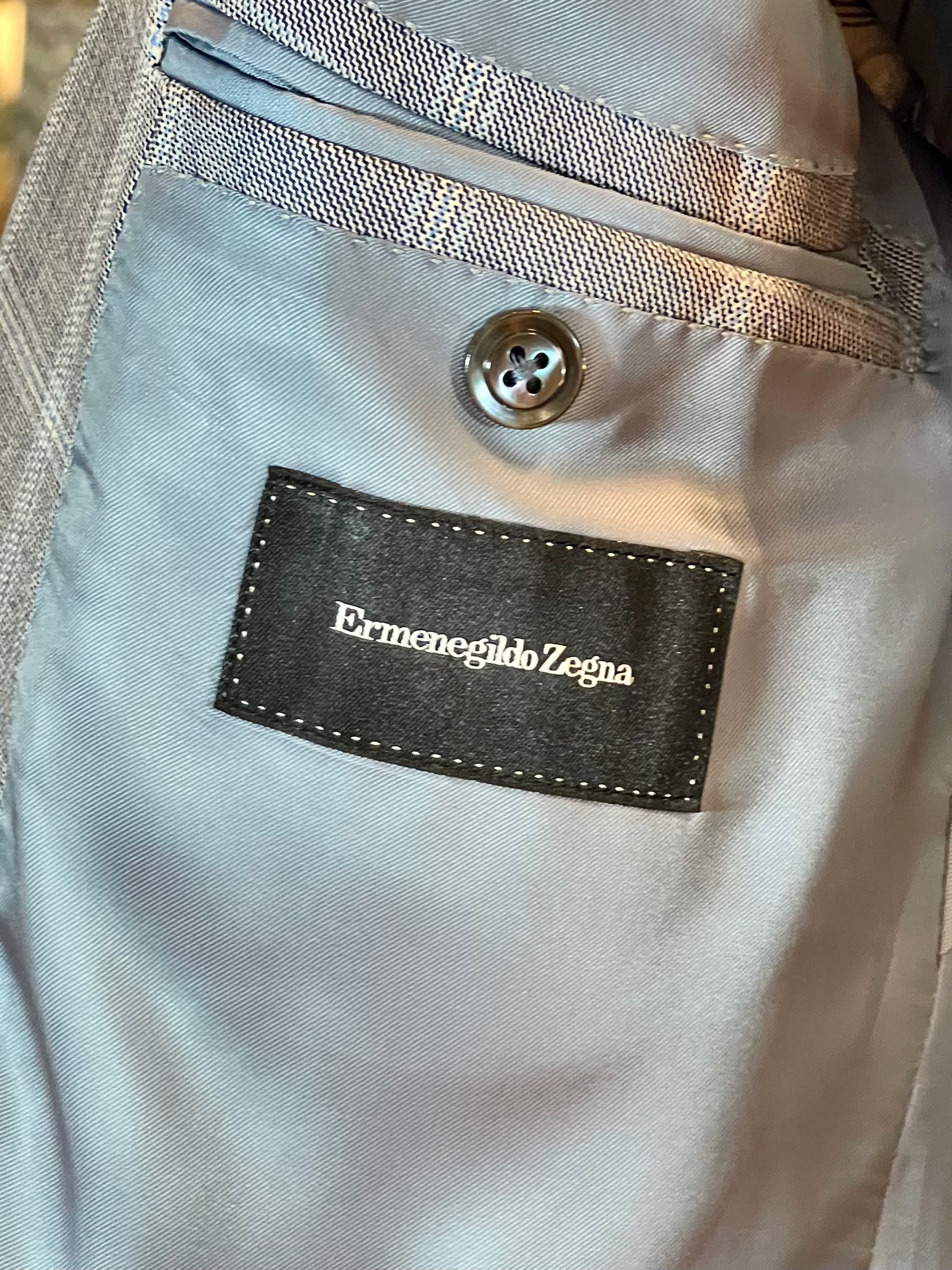 Americana de lana virgen Ermenegildo Zegna – Cuadro ventana gris claro