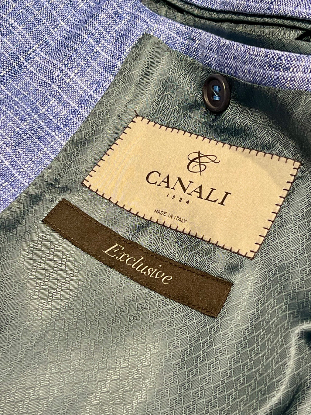Americana Canali Exclusive – Seda y Cashmere azul texturizado