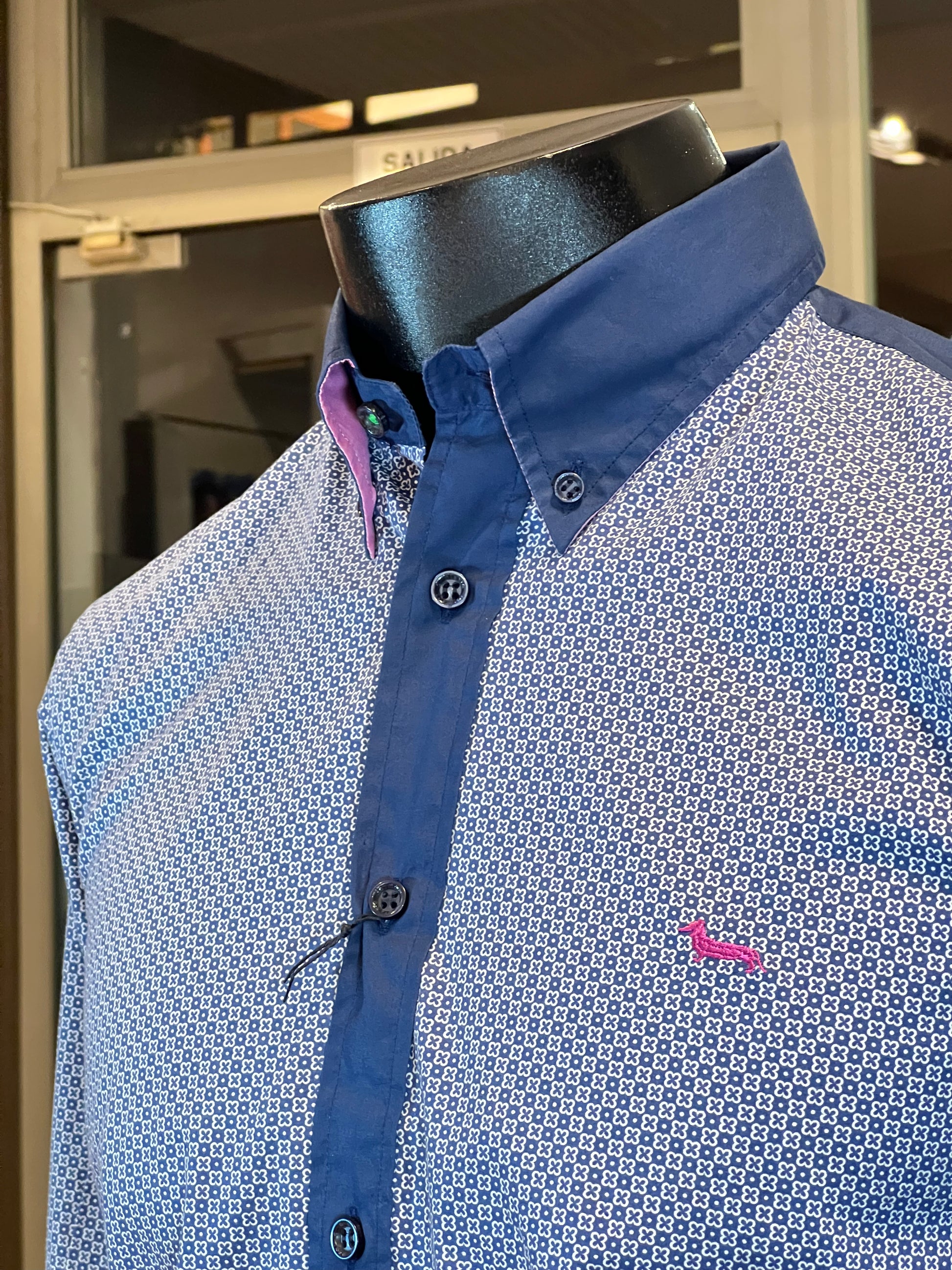 Camisa Harmont & Blaine Regular Fit Azul Estampada con Button-Down