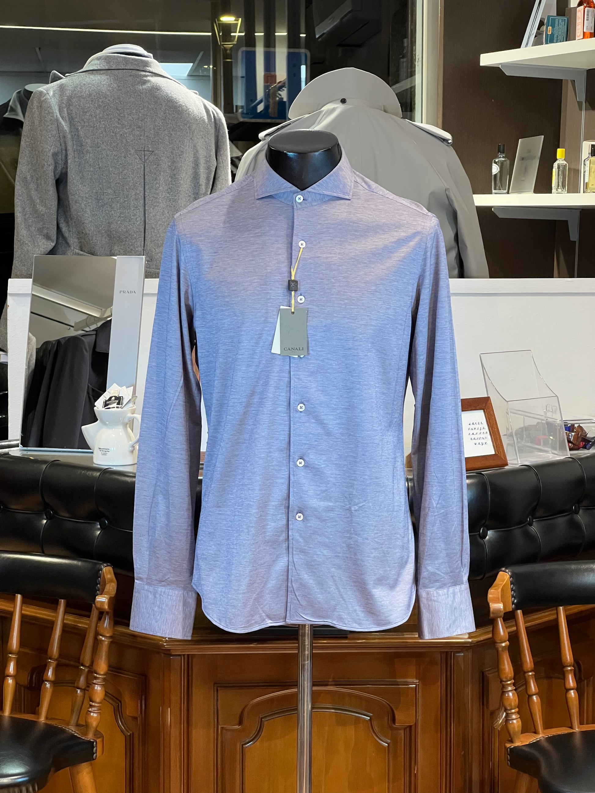 Camisa Canali Slim Fit Punto Lavanda Stretch