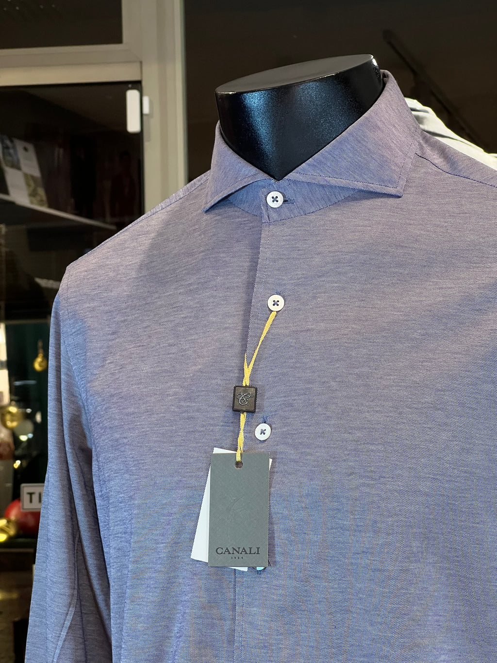 Camisa Canali Slim Fit Punto Lavanda Stretch