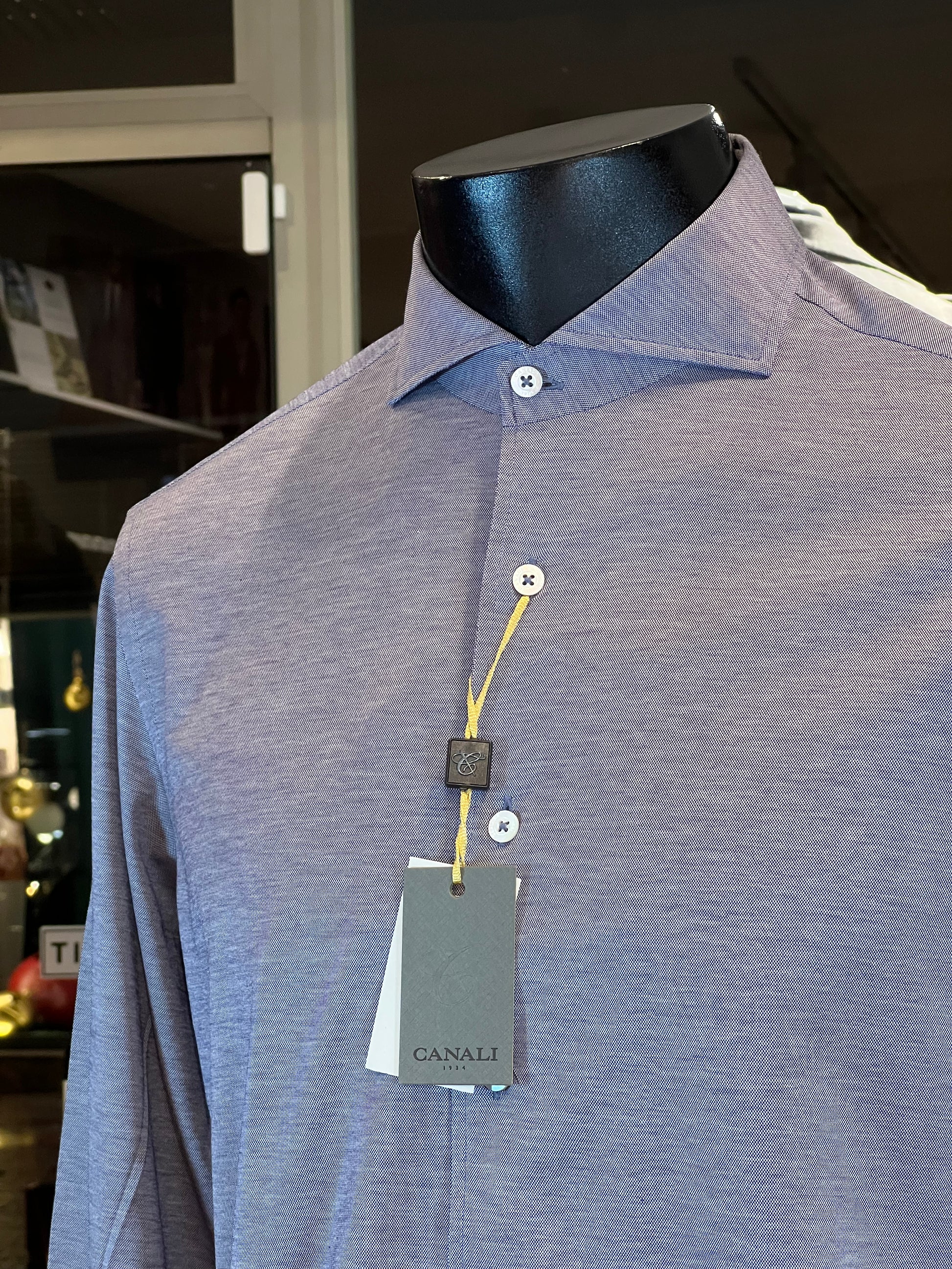 Camisa Canali Slim Fit Punto Lavanda Stretch