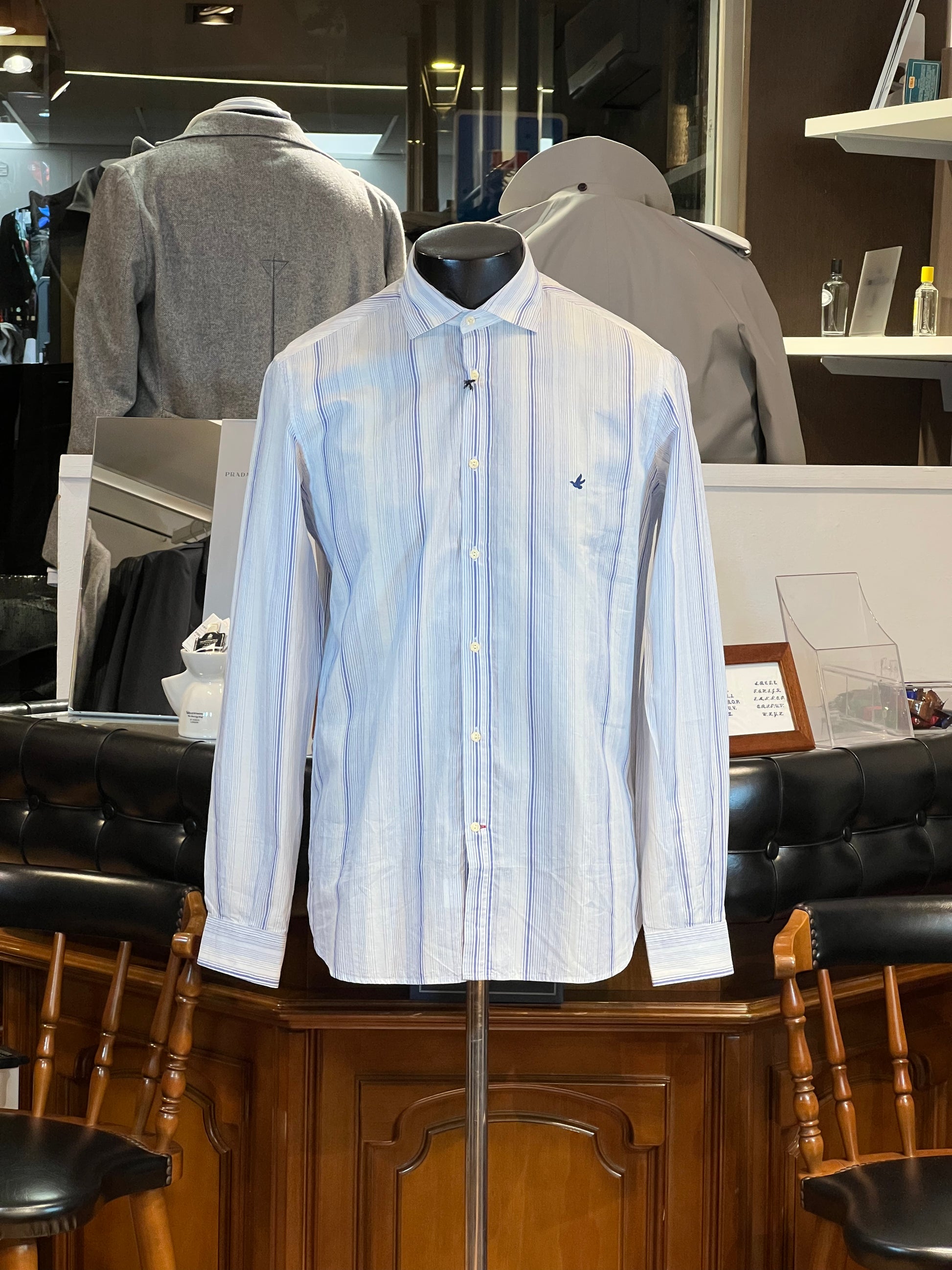 Camisa Brooksfield Algodón Rayas Banker Azul The Spread Colla