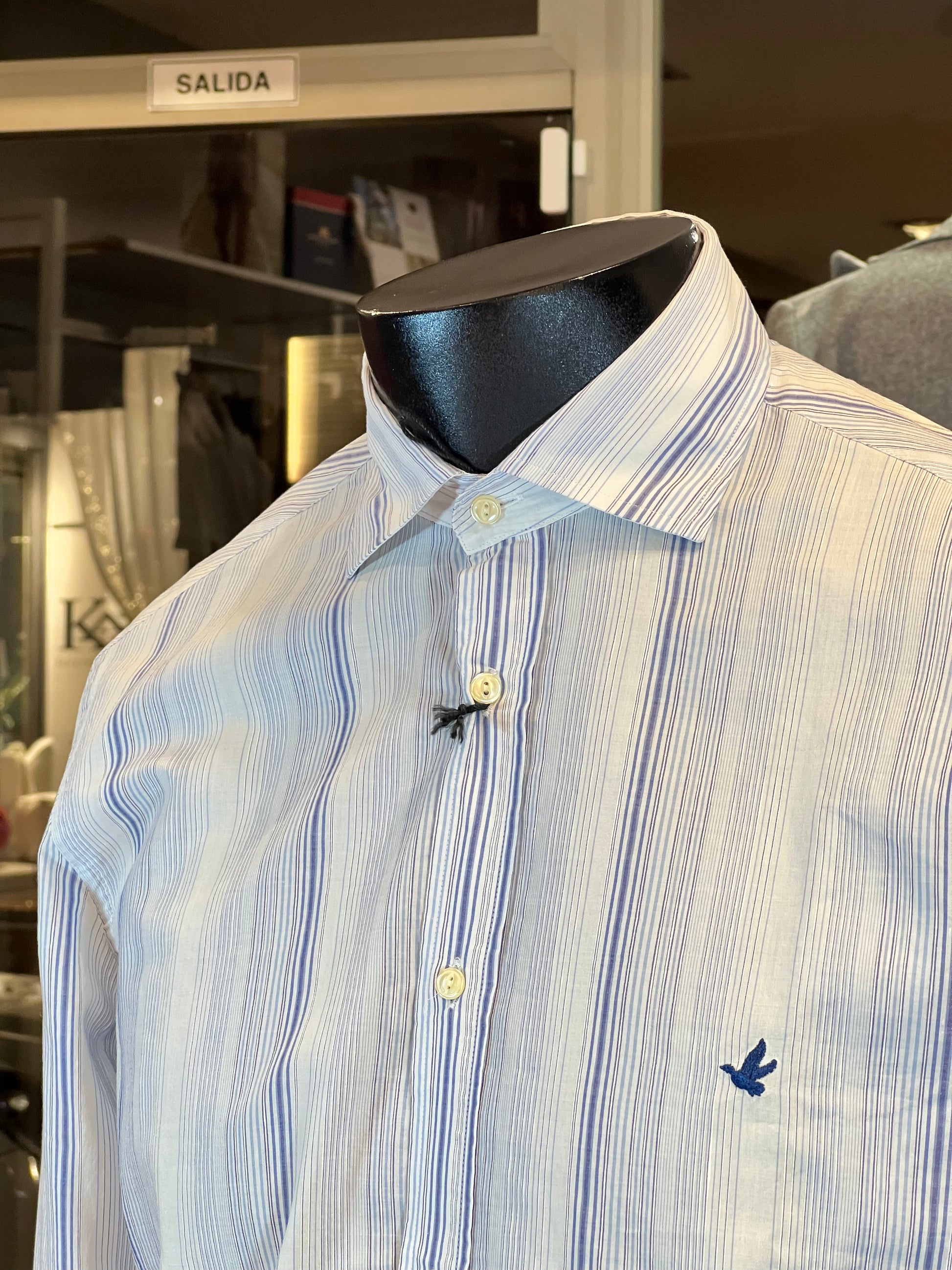 Camisa Brooksfield Algodón Rayas Banker Azul The Spread Colla