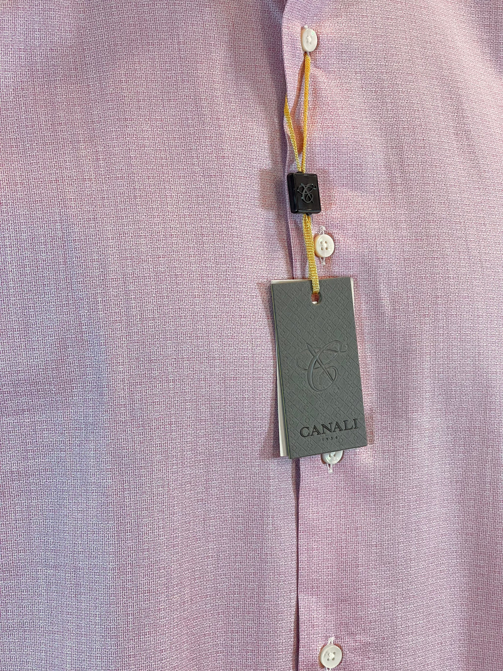 Camisa Canali Modern Fit de Algodón Texturizado en Tono Salmón Pálido