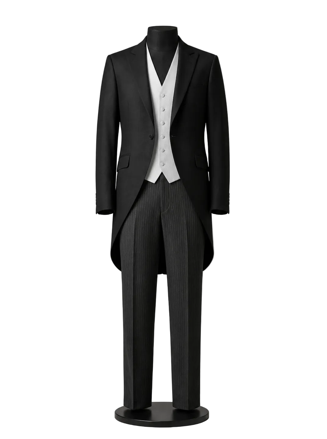 Chaqué clásico de alquiler, chaqueta, chaleco gris y pantalón — John Blond — Palma de Mallorca